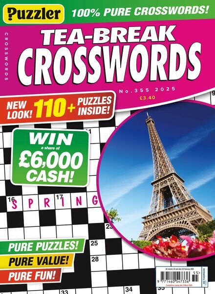 Puzzler Tea-Break Crosswords – Issue 355 2025 Cover