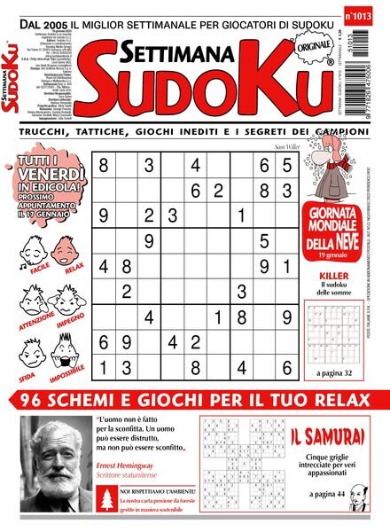 Settimana Sudoku – 10 Gennaio 2025 Cover