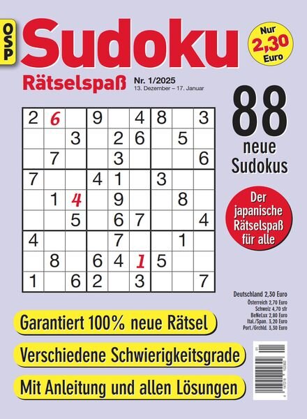 Sudoku Ratselspass – Nr 1 2025 Cover
