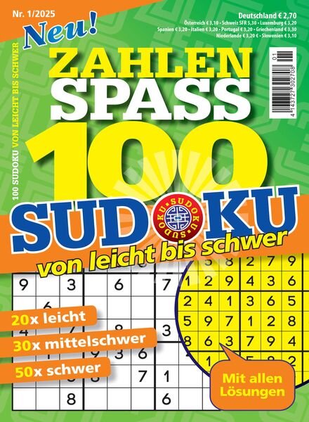 100 Sudoku von leicht bis schwer – Februar 2025 Cover