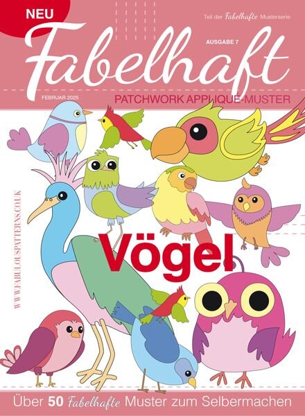 Fabelhaft Patchwork Applique-Muster – Februar 2025 Cover