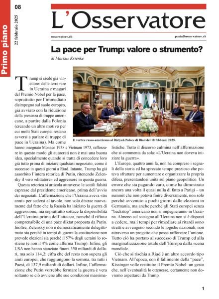L’Osservatore – 22 Febbraio 2025 Cover
