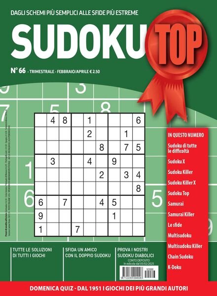 Sudoku Top – Febbraio-Marzo-Aprile 2025 Cover