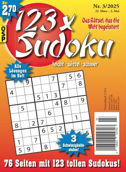 123 x Sudoku – Nr 3 2025 Cover