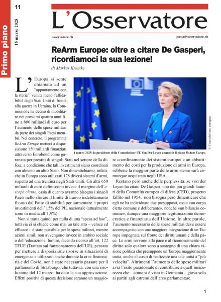 L’Osservatore – 15 Marzo 2025 Cover