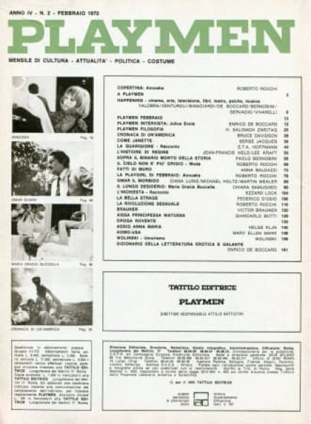 Playmen – Anno IV N 2 Febbraio 1970 Cover