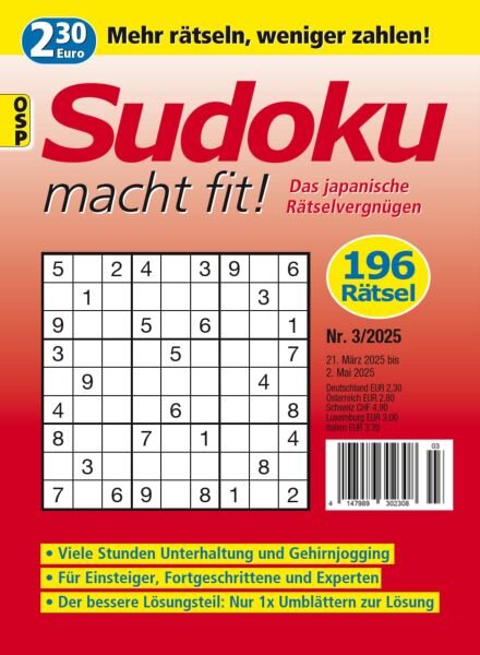 Sudoku macht fit – Nr 3 2025 Cover