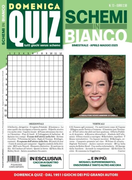 Domenica Quiz Schemi in Bianco – Aprile-Maggio 2025 Cover