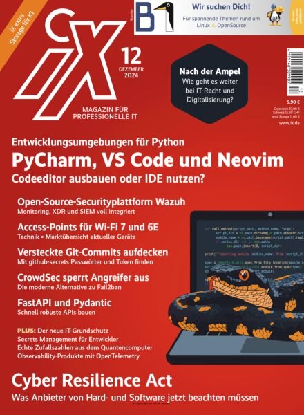 iX – Magazin fur professionelle IT – Dezember 2024 Cover