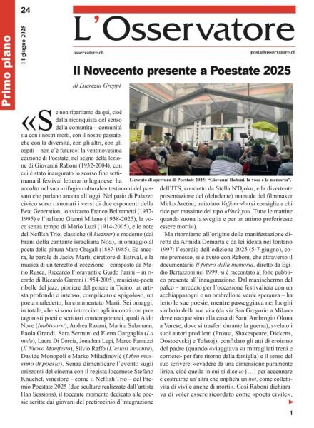 L’Osservatore – 14 Giugno 2025 Cover