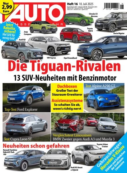 Auto Strassenverkehr – 9 Juli 2025 Cover