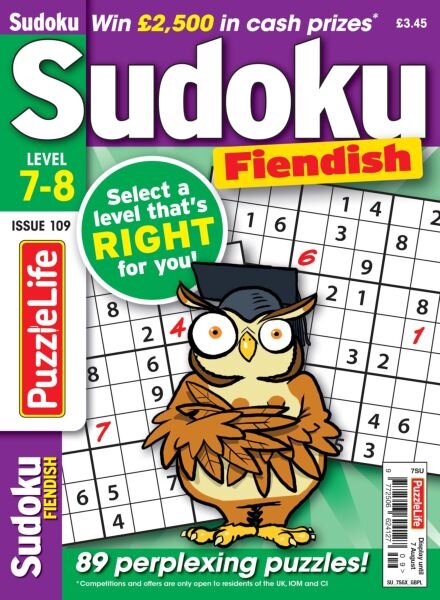 PuzzleLife Sudoku Fiendish – July 2025 Cover