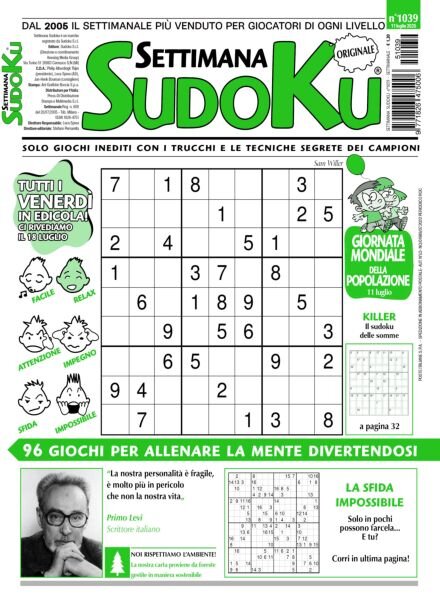 Settimana Sudoku – 11 Luglio 2025 Cover