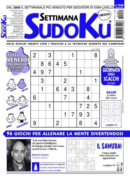 Settimana Sudoku – 18 Luglio 2025 Cover