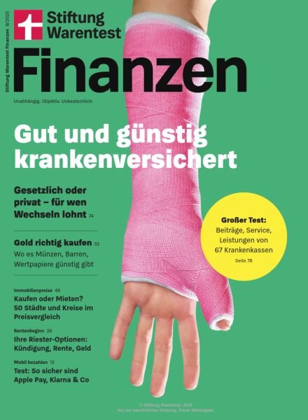 Stiftung Warentest Finanzen – August 2025 Cover