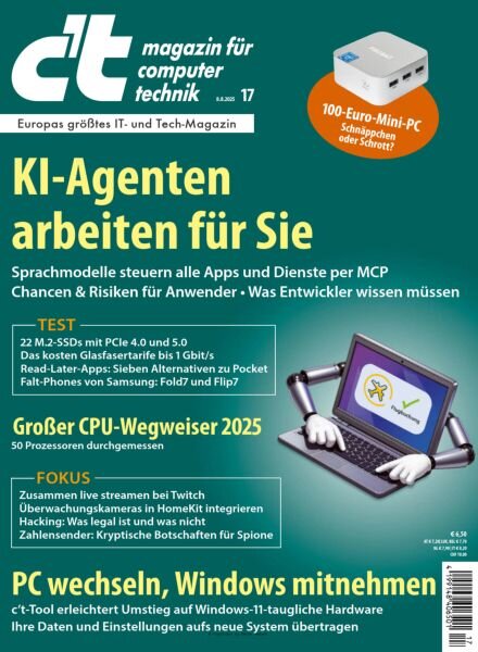 c’t Magazin fur Computertechnik – August 2025 Cover