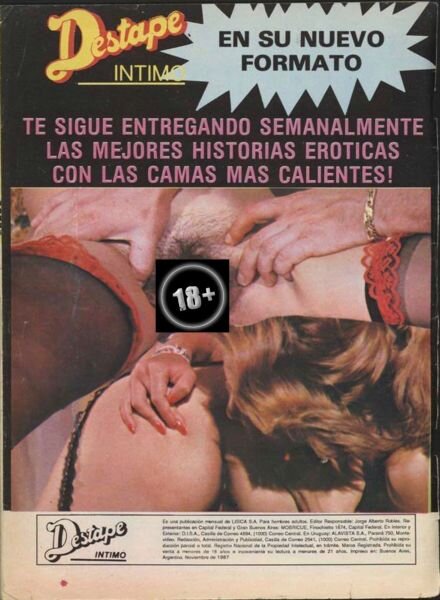 Destape Intimo – N 16 1987 Cover