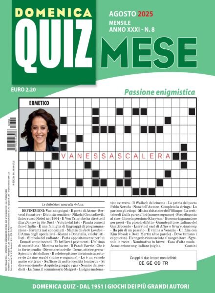 Domenica Quiz Mese – Agosto 2025 Cover