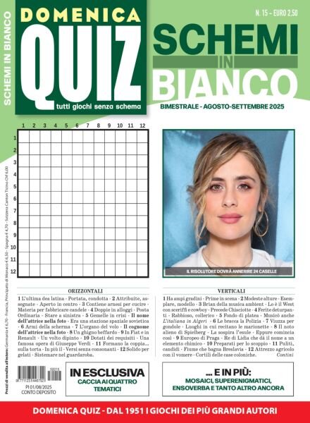Domenica Quiz Schemi in Bianco – Agosto-Settembre 2025 Cover