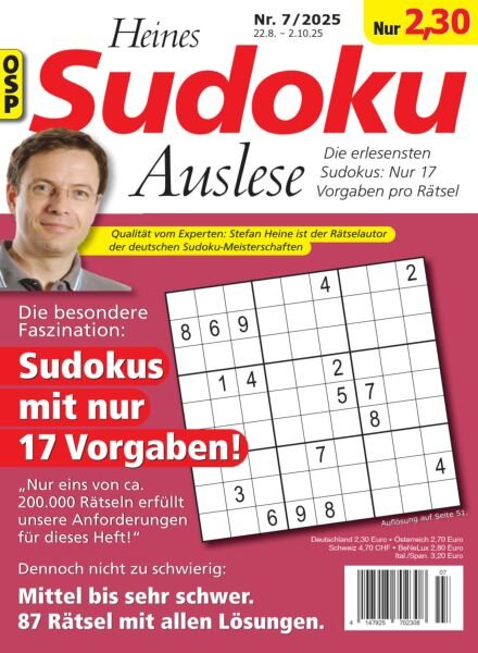 Heines Sudoku Auslese – Nr 7 2025 Cover