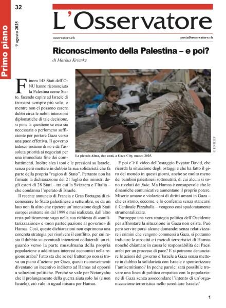 L’Osservatore – 9 Agosto 2025 Cover
