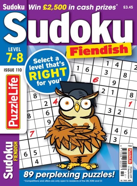 PuzzleLife Sudoku Fiendish – August 2025 Cover