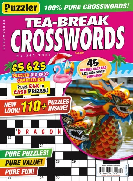 Puzzler Tea-Break Crosswords – Issue 362 2025 Cover