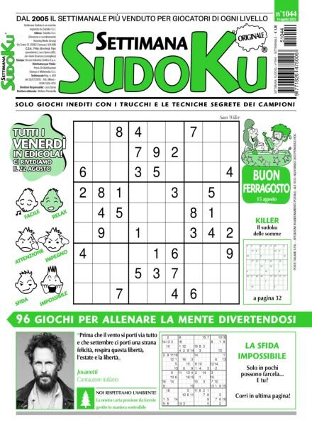 Settimana Sudoku – 14 Agosto 2025 Cover