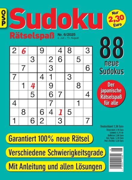 Sudoku Ratselspass – Nr 6 2025 Cover