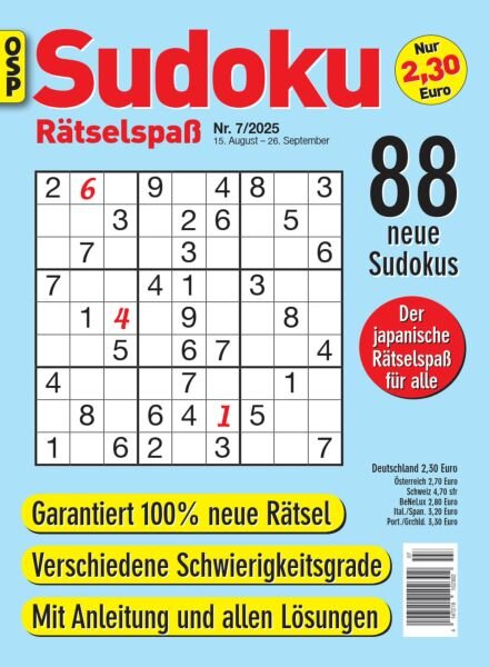 Sudoku Ratselspass – Nr 7 2025 Cover