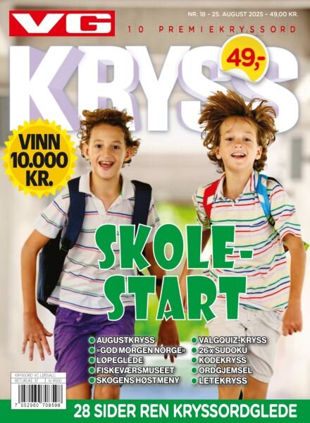 VG Kryssord – 25 August 2025 Cover
