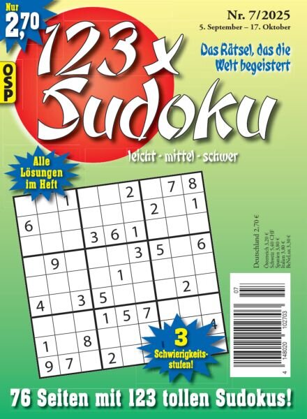 123 x Sudoku – Nr 7 2025 Cover