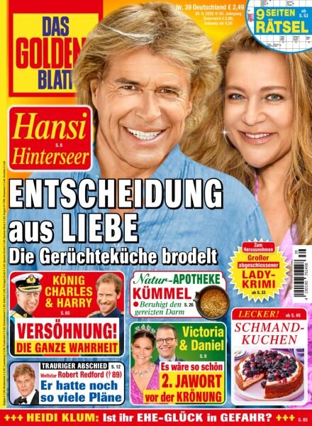 Das Goldene Blatt – 20 September 2025 Cover