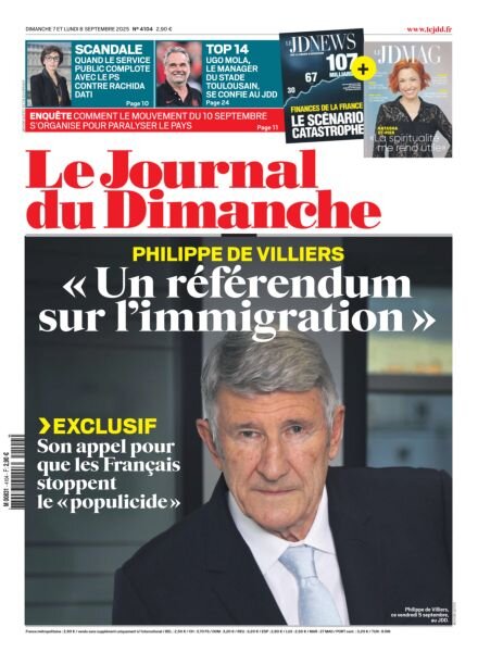 Le Journal du dimanche – 7 Septembre 2025 Cover