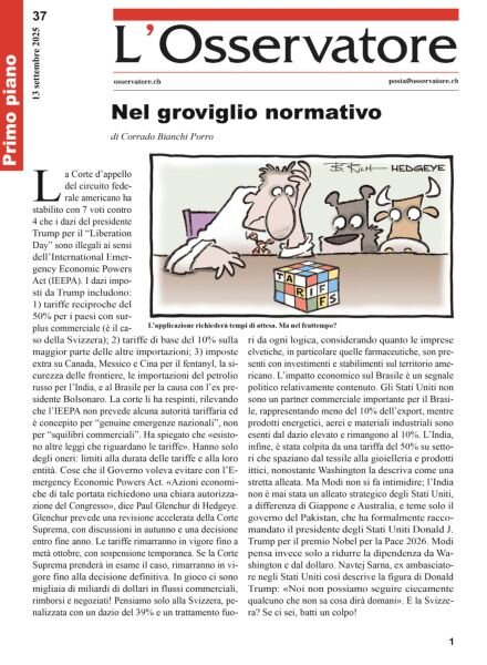 L’Osservatore – 13 Settembre 2025 Cover