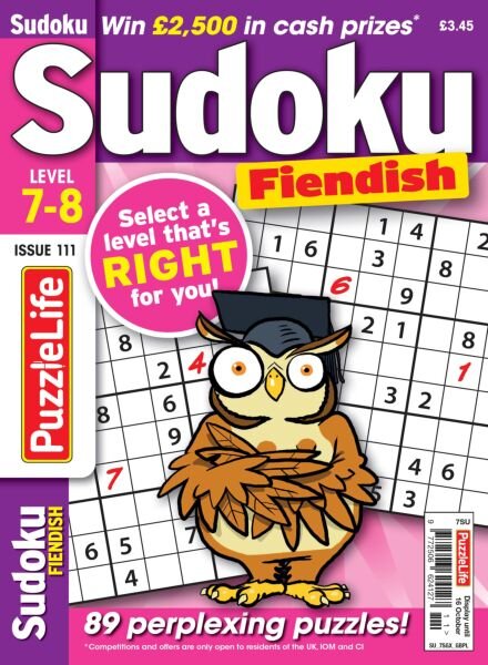 PuzzleLife Sudoku Fiendish – September 2025 Cover