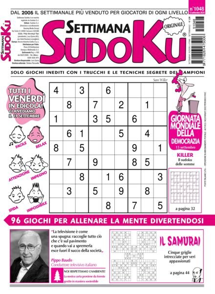 Settimana Sudoku – 12 Settembre 2025 Cover