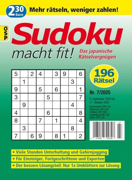 Sudoku macht fit – Nr 7 2025 Cover