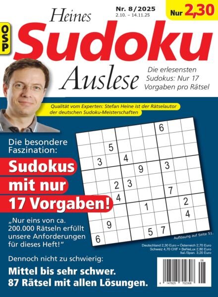 Heines Sudoku Auslese – N 8 2025 Cover