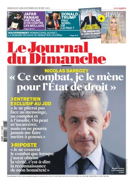 Le Journal du dimanche – 28 Septembre 2025 Cover