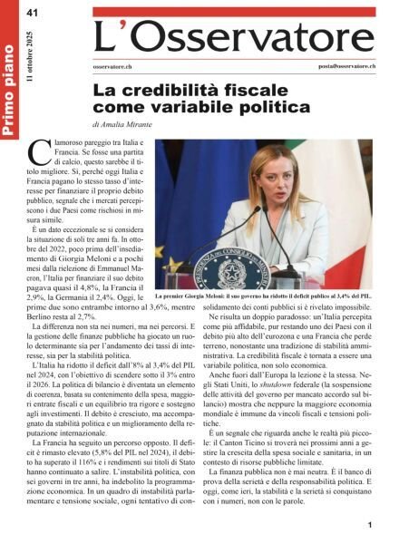L’Osservatore – 11 Ottobre 2025 Cover