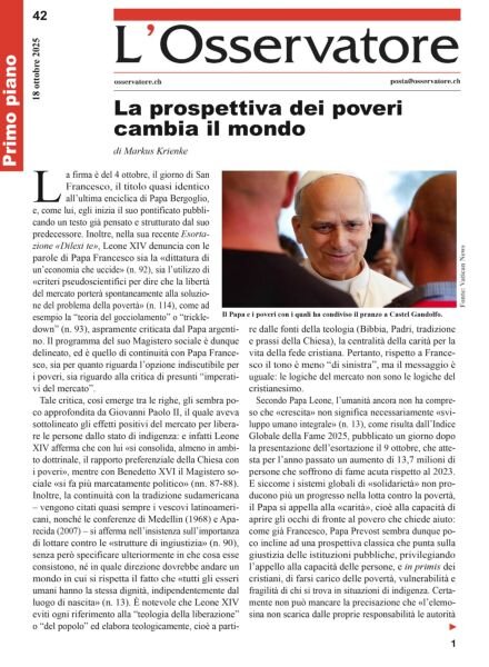 L’Osservatore – 18 Ottobre 2025 Cover