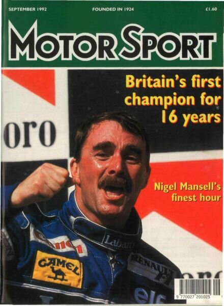 Motor Sport Magazine – September 1992 Cover