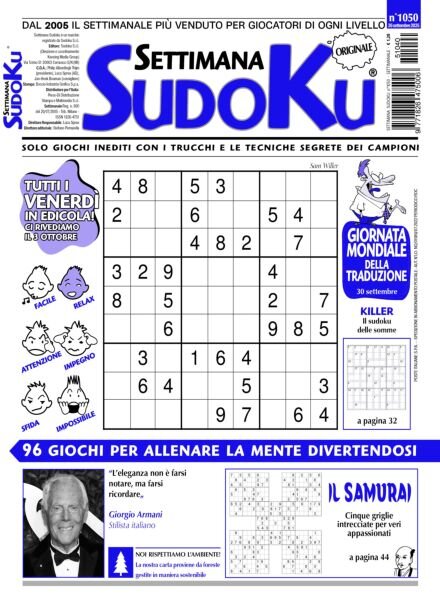 Settimana Sudoku – 26 Settembre 2025 Cover