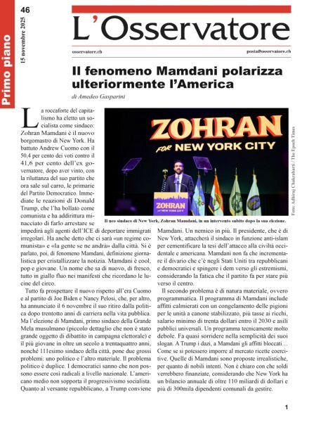 L’Osservatore – 15 Novembre 2025 Cover