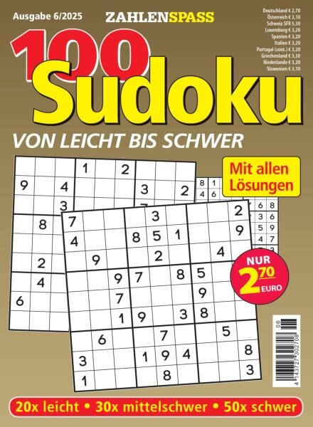 100 Sudoku von leicht bis schwer – Dezember 2025 Cover