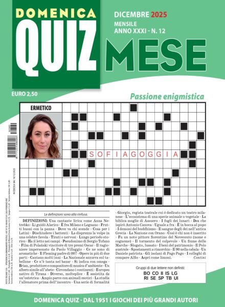 Domenica Quiz Mese – Dicembre 2025 Cover