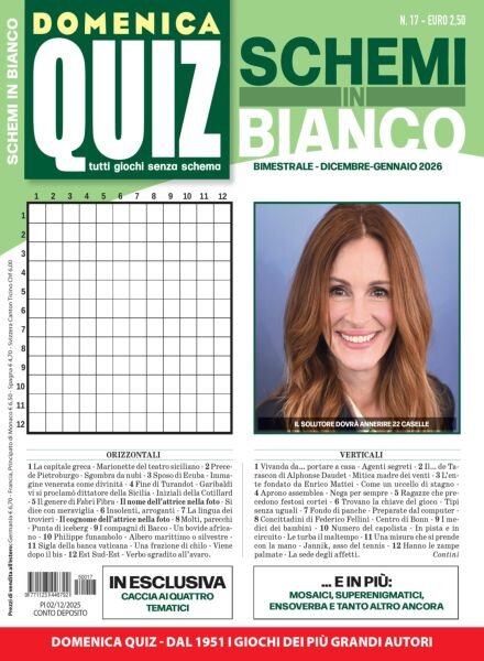 Domenica Quiz Schemi in Bianco – Dicembre 2025 – Gennaio 2026 Cover
