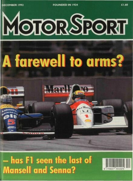 Motor Sport Magazine – December 1992 Cover
