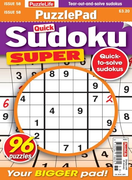 PuzzleLife PuzzlePad Sudoku Super – Issue 58 2025 Cover